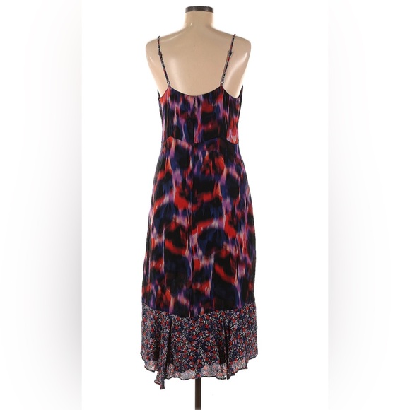 Parker Patchwork Midi Dress Floral Animal Print Silk Blend Ruffles - Picture 2 of 3